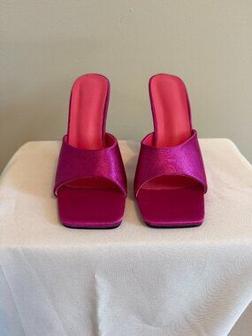 Pink Satin Mules